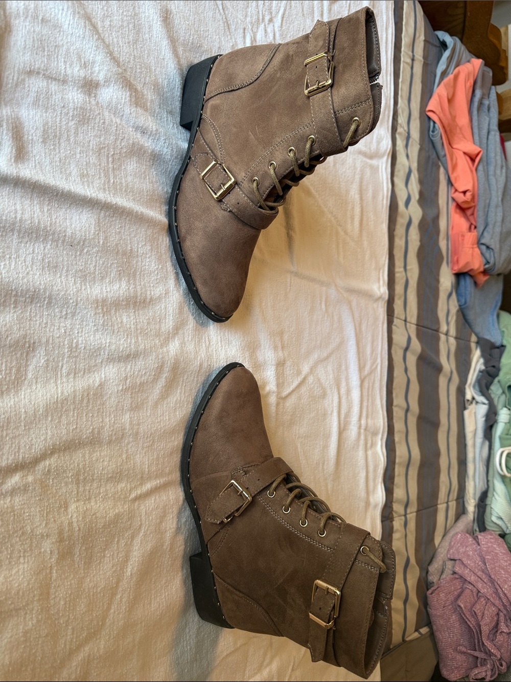 Discovery Brown Lace-Up Ankle Boots with Buckles
